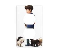 JKIEGOQ Little boy Leading a Group of Puppies Printing Double Socket Wall Panel Electrical Socket Cover Plate Decoration Heat Resistant 4.5x2.76in