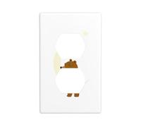 JKIEGOQ Little Brown Bear Hugging The Moon Printing Double Socket Wall Panel Electrical Socket Cover Plate Decoration Heat Resistant 4.5x2.76in