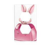 JKIEGOQ Little Bunny in Pink Bag Printing Double Socket Wall Panel Electrical Socket Cover Plate Decoration Heat Resistant 4.5x2.76in