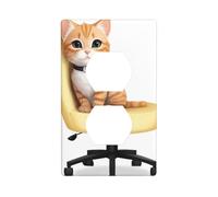 JKIEGOQ Little cat on The Swivel Chair Printing Double Socket Wall Panel Electrical Socket Cover Plate Decoration Heat Resistant 4.5x2.76in