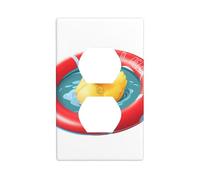 JKIEGOQ Little Duck on The Swimming Ring Printing Double Socket Wall Panel Electrical Socket Cover Plate Decoration Heat Resistant 4.5x2.76in