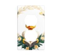 JKIEGOQ Little Duck Reading a Book in a Wreath Printing Double Socket Wall Panel Electrical Socket Cover Plate Decoration Heat Resistant 4.5x2.76in