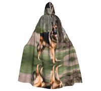 JKIEGOQ Maple German Shepherd Dog Pattern Adult Hooded Cape Cloak for Halloween Costume Parties and More