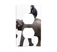 JKIEGOQ Monkey on The Back of an Elephant Printing Double Socket Wall Panel Electrical Socket Cover Plate Decoration Heat Resistant 4.5x2.76in