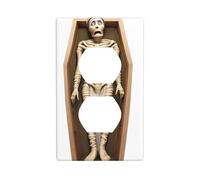 JKIEGOQ Mummy in a Wooden Coffin Printing Double Socket Wall Panel Electrical Socket Cover Plate Decoration Heat Resistant 4.5x2.76in