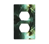 JKIEGOQ Mysterious Siren Printing Double Socket Wall Panel Electrical Socket Cover Plate Decoration Heat Resistant 4.5x2.76in