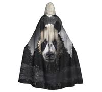 JKIEGOQ Panda in the water Pattern Adult Hooded Cape Cloak for Halloween Costume Parties and More