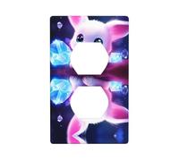 JKIEGOQ Pink Hair Bunny with Big Eyes Printing Double Socket Wall Panel Electrical Socket Cover Plate Decoration Heat Resistant 4.5x2.76in