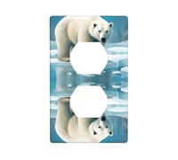 JKIEGOQ Polar Bear on ice Printing Double Socket Wall Panel Electrical Socket Cover Plate Decoration Heat Resistant 4.5x2.76in