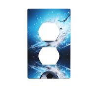 JKIEGOQ Soccer Ball Background Printing Double Socket Wall Panel Electrical Socket Cover Plate Decoration Heat Resistant 4.5x2.76in