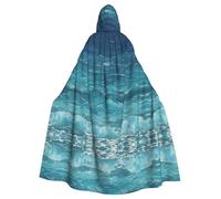 JKIEGOQ The deep blue sea Pattern Adult Hooded Cape Cloak for Halloween Costume Parties and More