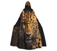 JKIEGOQ The deep-eyed leopard Pattern Adult Hooded Cape Cloak for Halloween Costume Parties and More