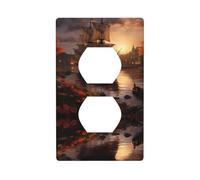 JKIEGOQ The Mayflower Printing Double Socket Wall Panel Electrical Socket Cover Plate Decoration Heat Resistant 4.5x2.76in