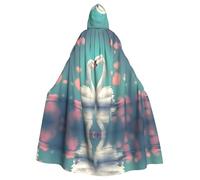 JKIEGOQ The swan in love Pattern Adult Hooded Cape Cloak for Halloween Costume Parties and More
