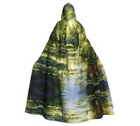 JKIEGOQ Water Lilies in the Pond Pattern Adult Hooded Cape Cloak for Halloween Costume Parties and More