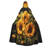 JKIEGOQ with the yellow sunflower Pattern Adult Hooded Cape Cloak for Halloween Costume Parties and More