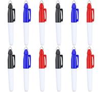 JKJF 12PCS Mini Permanent Markers with Cap Clips Golf Ball Marker Pen Medical Nurses Badge Marker for School Office Stationery Supplies Outdoor Activities - Black Blue Red