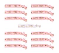 JKJF 13 Pcs Bachelorette Party Favors Wristbands Bracelets Bride and Bride Tribe Hair Tie No Crease Elastics Ribbon for Wedding Engagement Party Bridal Shower - White & Pink