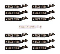 JKJF 13 Pcs Bachelorette Party Favors Wristbands Bracelets Bride and Bride Tribe Hair Tie No Crease Elastics Ribbon for Wedding Engagement Party Bridal Shower - White & Black