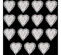 JKJF 15 Pcs Lace Heart Appliques Heart Bow Lace Edge Trim Heart Pearl Sew on Iron On Patches for DIY Crafts Clothes Dress Hat Bride Hair Accessories Wedding Decor - White eRoot-JKJF-735