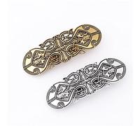 JKJF 2 Pcs Celtic Knot Barrette Vintage Hair Barrettes Medieval Hairpin Metal French Hair Clips Engraved Headwear Hair Pins for Women Girls - Gold Silver Style 6
