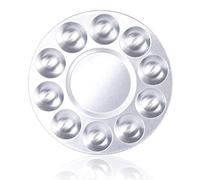 JKJF 2 Pcs Round Paint Tray Palettes, Metal 10 Well, for Artist Watercolours DIY Craft Professional Art Painting