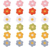 JKJF 24 Pcs Crochet Floral Applique Flower Sew On Patches Flower Decorative Patches for DIY Crafts Clothes Dress Jeans Bags Hats Shoes Hair Accessories - 6 Colors Style 2
