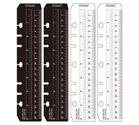 JKJF 4 Pcs A5 Bookmark Ruler Plastic Page Marker Pouch Page Finder for A5 Size 6-Hole Binder Notebook (Clear and Black)
