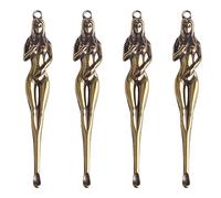 JKJF 4 Pcs Brass Snuff Spoon Tiny Powder Spoon Scoops Mini Spoon Shovel Vintage Mini Spoon Keychain Pendant Charms Necklace Loop for Spices Sand Salts - Goddess