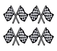 JKJF 4 Pcs Racing Flag Embroidery Patches Checkered Flag Iron on Patches Racing Car Sew On Applique Badge for Clothes Backpack Shoes Jacket Jeans Hat