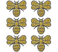 JKJF 6 Pcs Bee Rhinestone Patches Bling Honeybee Iron on Patches Insect Badges Appliques Garment Embellishments Patch for Clothes Backpack Shoes Jacket Jeans Hat Dress - Gold