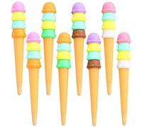 JKJF 8 PCS Ice Cream Shaped Rollerball Pens Novelty Ice Cream Cone Gel Ink Pen Summer Ice Cream Writing Pens for School Office Stationery Writing Supplies - 0.5mm Black
