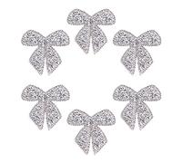 JKJF Bow Knot Rhinestone Patches Appliques Patches Garment Embellishments Patch for Jeans Jackets Bags Backpacks Hats Shoes Clothes Decorations DIY Artcrafts -Silver 6 Pcs 6cm