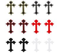 JKJF Cross Embroidery Patches Cross Iron on Patches Ironing Badges Cross Medieval Gothic Sewing Patch Sew On Applique for Clothes Backpack Shoes Jacket Jeans Hat Curtain DIY Crafts - 12 Pcs 6 Colors