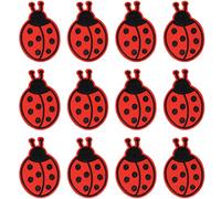 JKJF Ladybug Embroidery Patches 7 Stars Ladybug Iron on Patches Small Insect Sew On Applique Badge for Clothes Backpack Shoes Jacket Jeans Hat Dress Curtain DIY Crafts - Red 12 Pcs