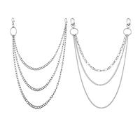 JKJF Punk Jeans Chains Hip Hop Pants Chain Multi Layer Pocket Chains for Women Men Girls Boys - 2 Pcs Silver