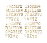 JKJF Wooden Alphabet Letters Capital Letter Unfinished Wood Sticker for DIY Craft, 26 Letters A to Z, 104 Pcs, 4 Sets