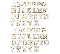 JKJF Wooden Alphabet Letters Capital Letter Unfinished Wood Sticker for DIY Craft, 26 Letters A to Z, 52 Pcs, 2 Sets