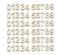JKJF Wooden Number Unfinished Wood Sticker for DIY Craft, 0 to 9, Totally 6 Sets 60 Pcs