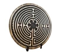 Jkjlorey 1 PCS Labyrinths Wood Labyrinths Finger Labyrinths Wooden Mindfulness Tool and Altar Decoration As Shown for Meditation and Prayer, M