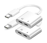 Jkjlorey 2 PCS USB C to USB-C Headphone Charger Adapter, White Plastic with PD Fast Charging, USB C Splitter Dongle