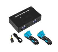Jkjlorey 2-Port VGA KVM Switch Two-In-One-Out with Desktop Controller Shared Set of Keyboard, Mouse and Monitor