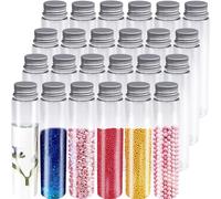 Jkjlorey 24 Pcs 110ml Test Tubes,Clear Plastic Test Tubes with Caps,Flat-Bottomed Bath Salt Containers for Candy,Gumball Candy