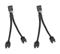 Jkjlorey 2Pcs Computer Motherboard USB 2.0 9 Pin to Dual 9 Pin Extension Cable Y Splitter Audio HD Extension Cable Black