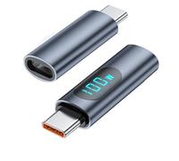 Jkjlorey 2PCS USB C Adapter LED Display PD 100W Male to Female Fast Power Meter Tester, USB-C Charger Monitor Extender Adapter, Easy to Use