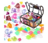 Jkjlorey 40Pcs Diving Gem Pool Toys Include Colorful Diamonds Set Dive Toy Treasure Chest Underwater Swimming Toy Gem Pirate Box