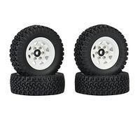 Jkjlorey 4PCS 1.55 Metal Beadlock Wheel Rim Tires Set for 1/10 RC Crawler Car Axial Jr 90069 D90 CC01 LC70 MST,1