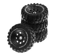 Jkjlorey 4Pcs 1.9 Inch Metal Wheel Rim Rubber Tire for 1/10 RC Crawler TRX4 SCX10 D90 4103 90046 FR4 FMS NT4-Black Parts