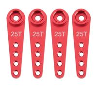 Jkjlorey 4PCS 37Mm 25T Metal Extension Steering Servo Arm Horn for RC Car Crawler Parts,Red