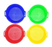 Jkjlorey 4PCS Stop Sand Sifter Sieves Toy for Sand Beach 4 Pack Set Red Blue Yellow Green for Children Kids Toy